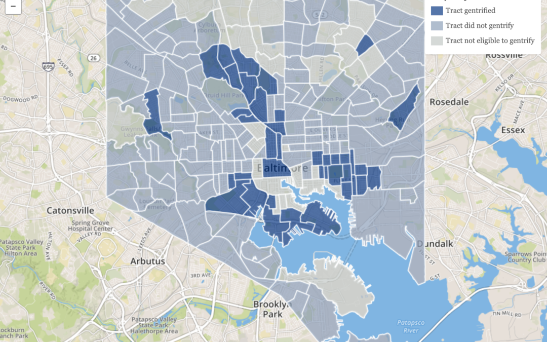 Baltimore's gentrification map from 2000 to now.